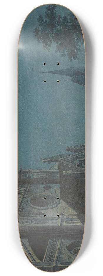 Carl Gustav Carus - Mondschein ber dem Hof einer gotischen Kirche mit reichem Mawerk 8.25 inch art skate deck