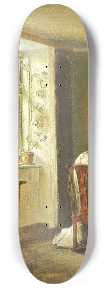 Carl Holse - Interir med kvinde der syr ved vinduet 8.25 inch art skate deck
