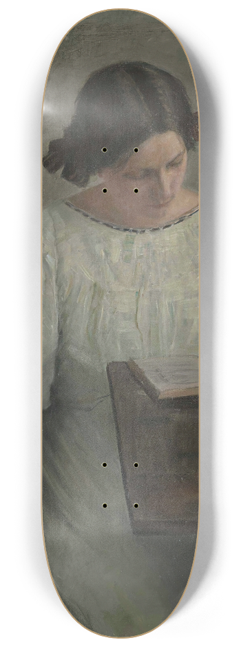 Carl Holse - The Artists Wife in White Reading 8.25 inch art skate deck