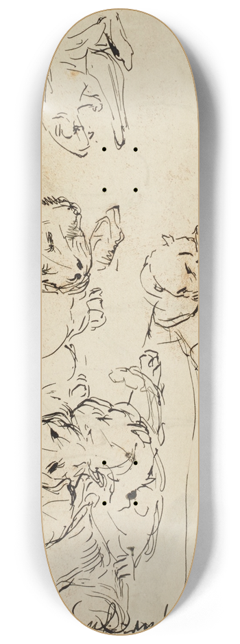 Franz Barwig the Elder - Raufende Sundapanther 8.25 inch art skate deck