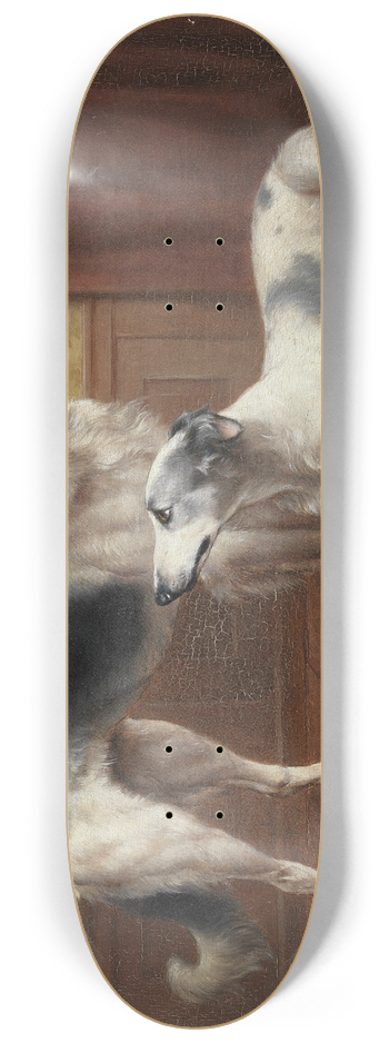 Carl Reichert - A Pair of Borzois in an interior 8.25 inch art skate deck