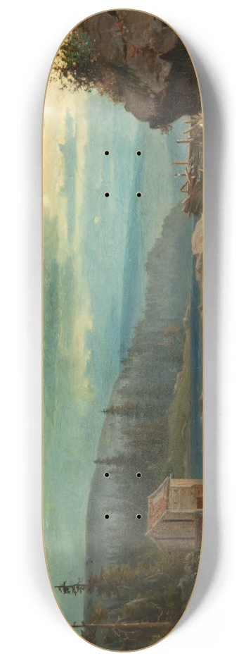 Carl Schilling - Landscape with Watermill 8.25 inch art skate deck