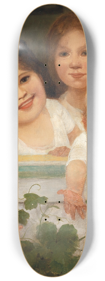 Carl von Bergen - Three Children at the Window 8.25 inch art skate deck