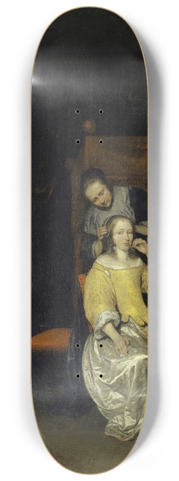 Caspar Netscher - Lady At Her Toilet 8.25 inch art skate deck