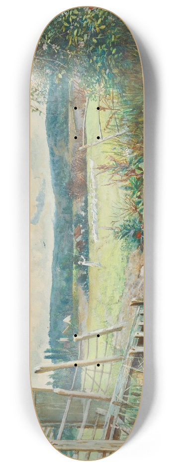 Cecil Gordon Lawson - Shepherd and his flock, in a river meadow 8.25 inch art skate deck