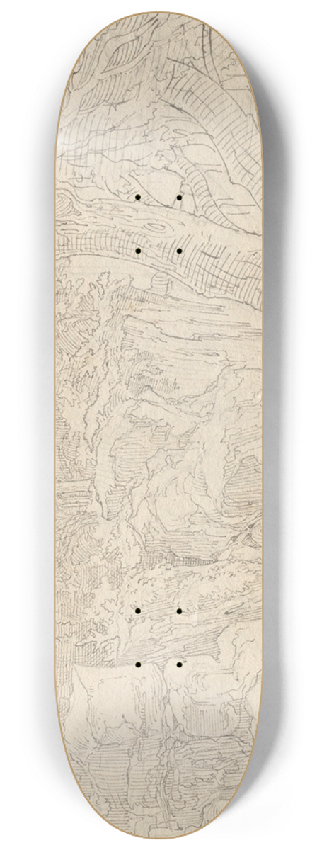 Franz Johann Heinrich Nadorp - Album with Views of Rome and Surroundings, Landscape Studies, page 36a: Roman View 8.25 inch art skate deck