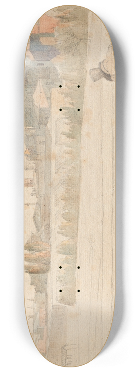 Franz Johann Heinrich Nadorp - Album with Views of Rome and Surroundings, Landscape Studies, page 48a: Roman Panoramic View 8.25 inch art skate deck