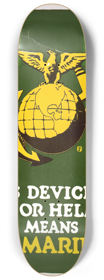 Charles Buckles Falls - This device on hat or helmet means U.S. Marines 8.25 inch art skate deck