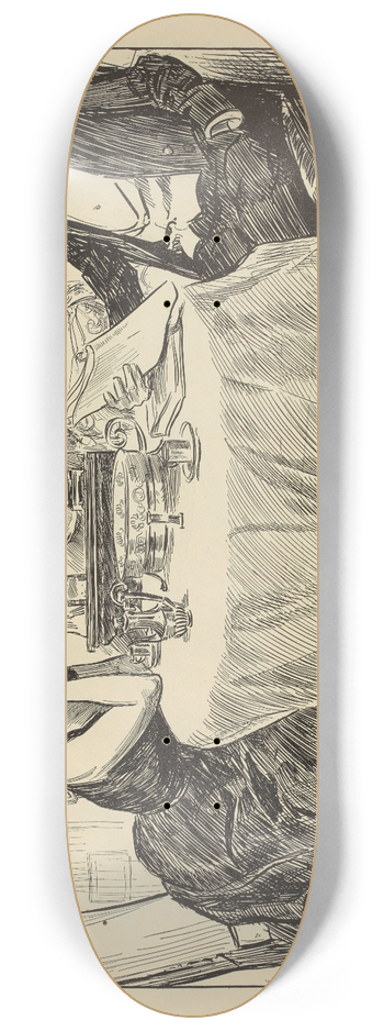 Charles Dana Gibson - A quiet dinner with Dr. Bottles 8.25 inch art skate deck