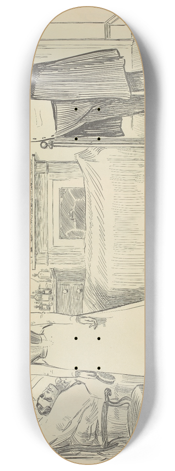 Charles Dana Gibson - When a bachelor is ill 8.25 inch art skate deck