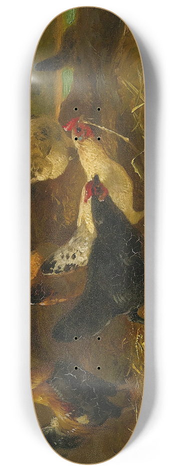 Charles Emile Jacque - Hens And Cocks 8.25 inch art skate deck