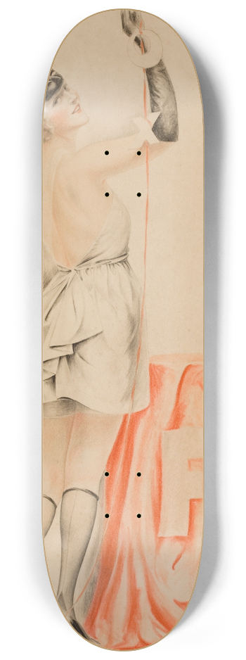 Charles Gates Sheldon - Pin Up in a Mask 8.25 inch art skate deck