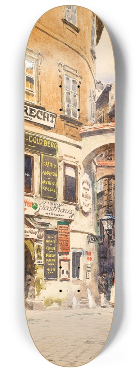Franz Poledne - Fleischmarkt in Vienna with figural staffage and a view into Griechengasse 8.25 inch art skate deck
