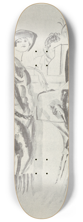Charles Laborde - Two women at a bar 8.25 inch art skate deck