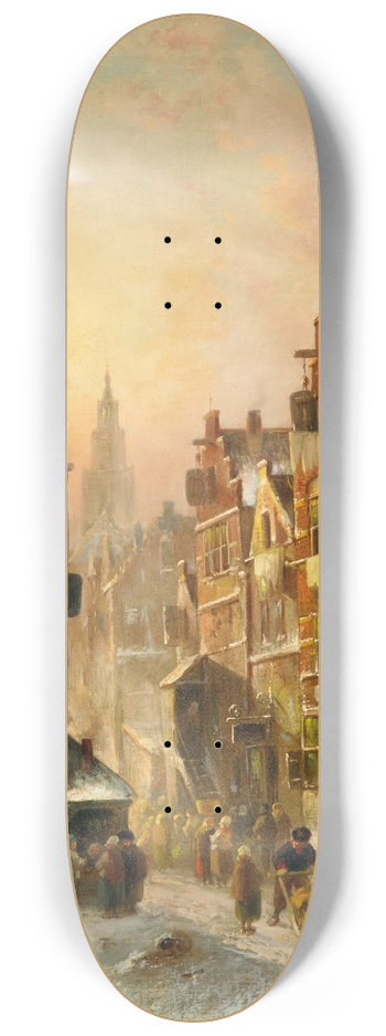 Charles Leickert - A Winter Day in a Dutch Town 8.25 inch art skate deck