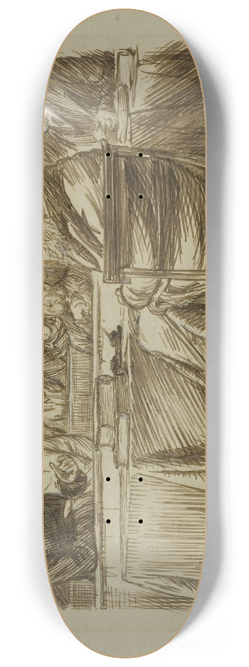 Charles Samuel Keene - Court Scene 8.25 inch art skate deck