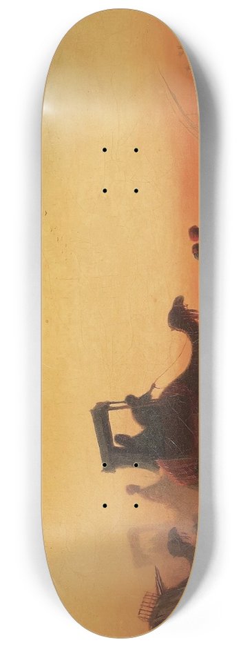 Charles Thodore Frre - Caravane Au Coucher Du Soleil 8.25 inch art skate deck