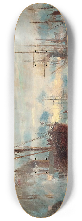 Charles William Wyllie - Congested Waters On The Thames 8.25 inch art skate deck