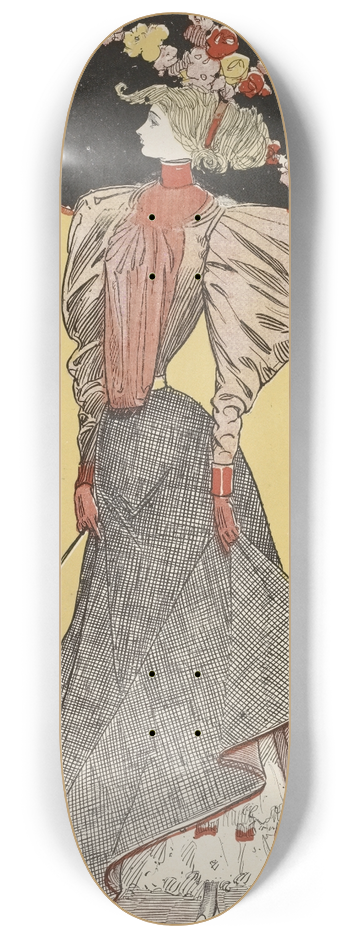 Charles Wright - Woman wearing a large hat 8.25 inch art skate deck