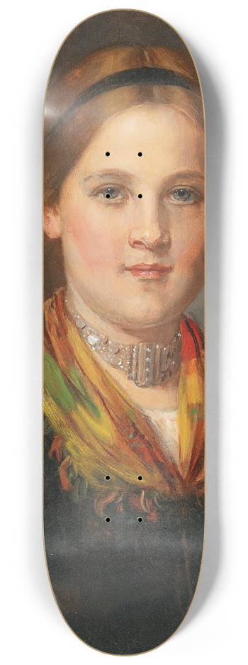 Franz von Defregger - A Tyrolean Young Girl in Traditional Costume 8.25 inch art skate deck