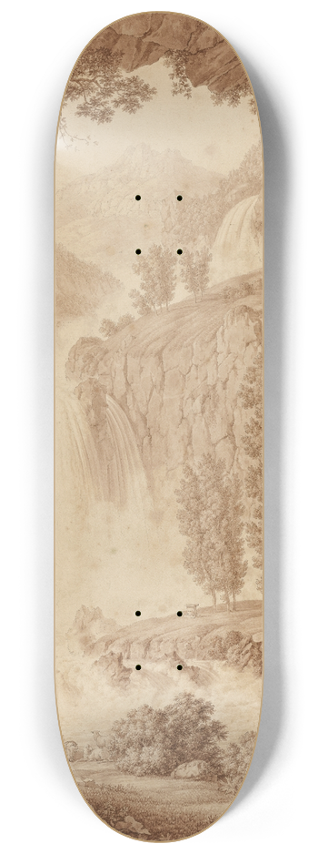 Christoph Henrich Kniep - A Shepherd and Muses by a Waterfall 8.25 inch art skate deck