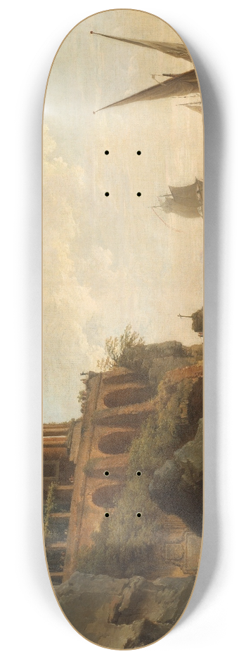 Claude-Joseph Vernet - Imaginary Landscape,Italian Harbor Scene 8.25 inch art skate deck