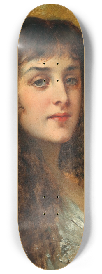 Conrad Kiesel - Bildnis einer Dame mit Schneerosen im Haar 8.25 inch art skate deck