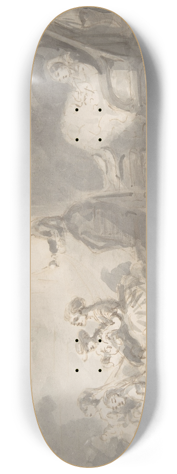 Constantin Guys - Children Playing Horse and Carriage 8.25 inch art skate deck