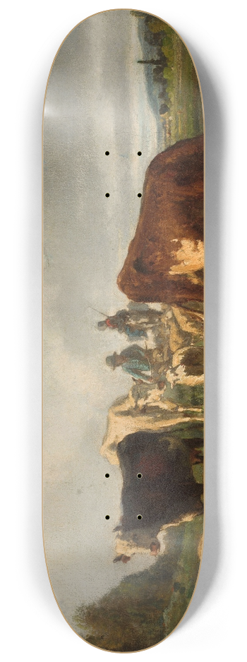 Constant Troyon - Cattle at the waterhole 8.25 inch art skate deck