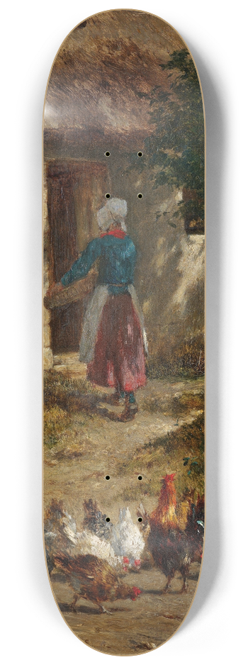 Constant Troyon - Hhner vor einem Bauernhaus 8.25 inch art skate deck