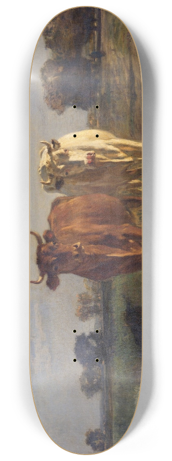 Constant Troyon - Two Cows in a Landscape 8.25 inch art skate deck
