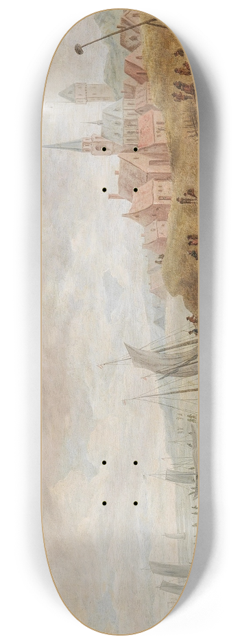 Cornelis Beelt - A coastal landscape with numerous figures 8.25 inch art skate deck