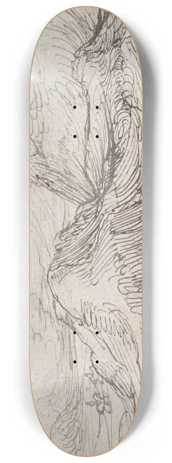 Cornelis Claesz. van Wieringen - A Mountainous Landscape near a River with a Horse-Drawn Barge and Several Figures 8.25 inch art skate deck