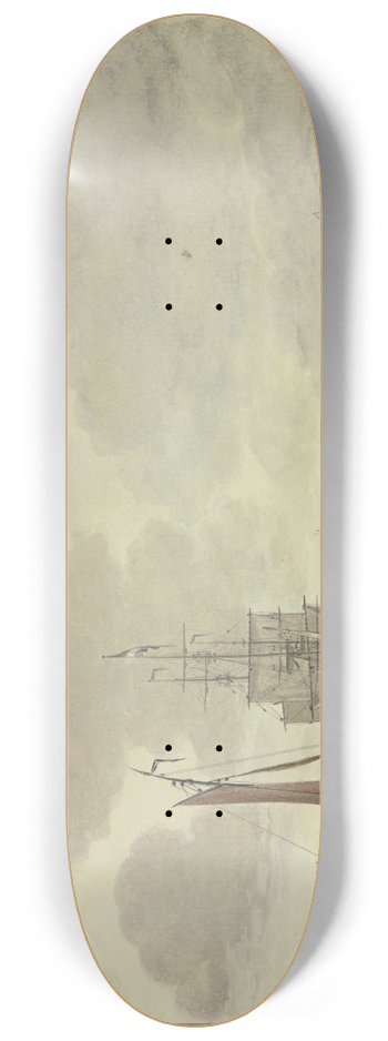 Cornelis de Grient - Marine, rechts ein Ruderboot mit fnf Figuren 8.25 inch art skate deck