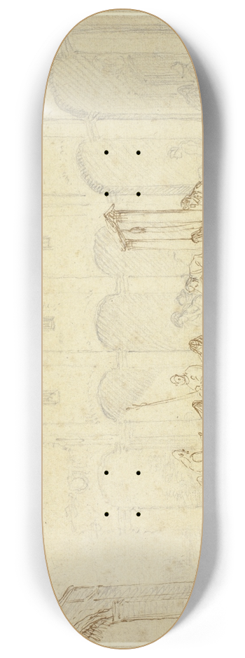 Cornelis De Wael - Wounded Soldiers in a Courtyard on Town Square 8.25 inch art skate deck