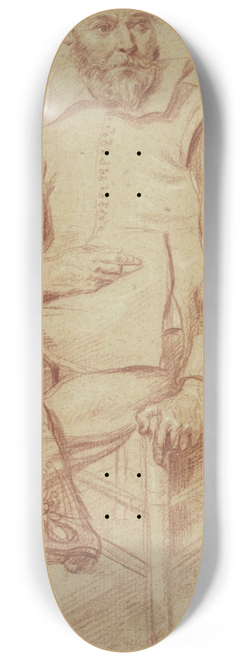 Cornelis van den Berg - Brtiger Mann auf einem Stuhl sitzend 8.25 inch art skate deck