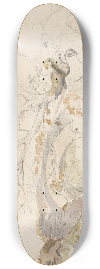 Cornelius Varley - Bridge and Trees 8.25 inch art skate deck