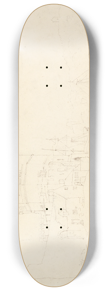 Cornelius Varley - Carnarvon Castle 8.25 inch art skate deck