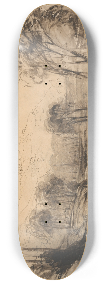 Cornelius Varley - Harlech Castle 8.25 inch art skate deck