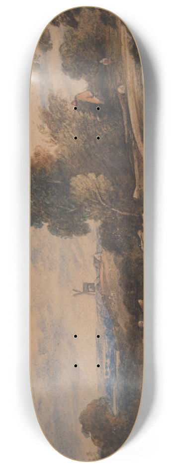 Cornelius Varley - Landscape with Windmill 8.25 inch art skate deck