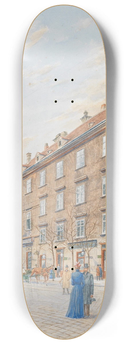 Franz Xaver Schleich - Blick in die Schwarzspanierstrae mit dem Sterbehaus Beethovens 8.25 inch art skate deck