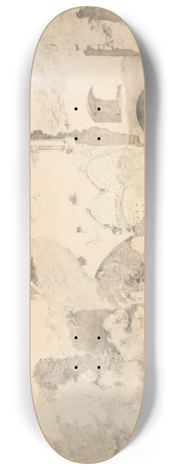 Cornelius Varley - Raglan Castle 8.25 inch art skate deck