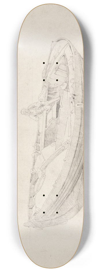 Cornelius Varley - Study of Moored Boat with Seated Figure 8.25 inch art skate deck
