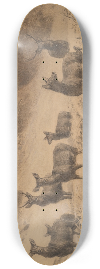 Franz Xaver von Pausinger - Rotwild im Winter 8.25 inch art skate deck