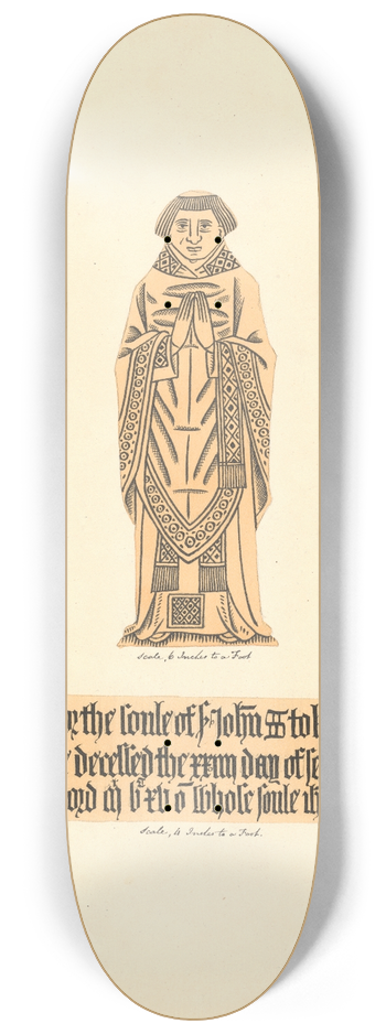 Daniel Lysons - Brass Plate Monument for John Stockton, West Wickham Church 8.25 inch art skate deck