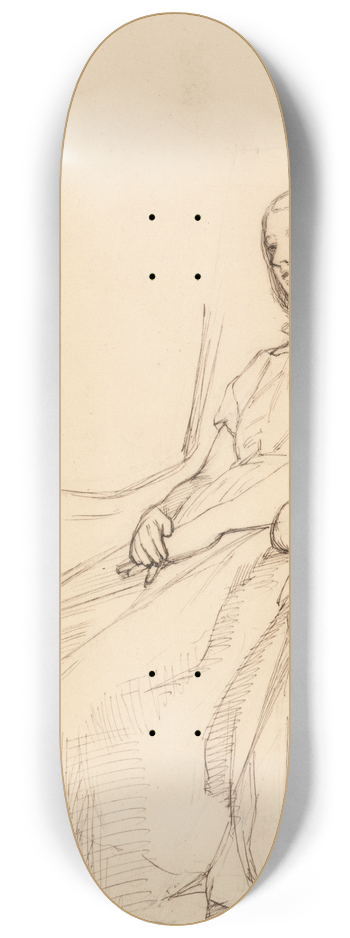 Daniel Maclise - Study of a Young Girl, Seated 8.25 inch art skate deck