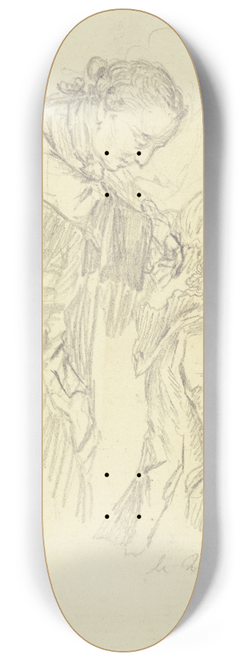 Daniel Nikolaus Chodowiecki - Sitzendes junges Mdchen, im Profil nach rechts, das von einem hinter ihm stehenden Mann frisiert wird 8.25 inch art skate deck