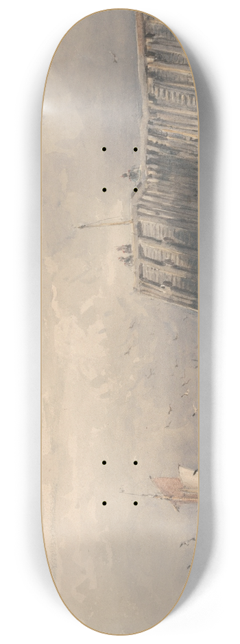 David Cox - Sailing Barges and Shrimpers off a Pier 8.25 inch art skate deck