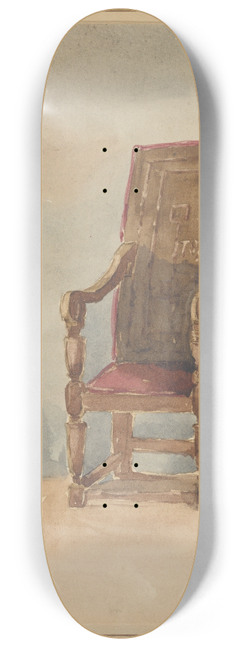 David Cox - Study of an Antique Armchair 8.25 inch art skate deck