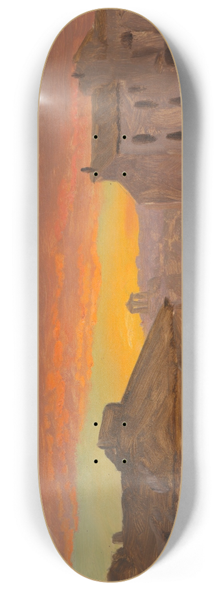 Frederic Edwin Church - Rome, Rooftops at Sunset 8.25 inch art skate deck